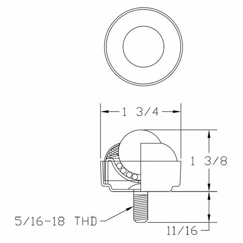 Ashland Conveyor Products Ashland Threaded 5/16-18 Stud Ball Transfer 37812 1"Dia Carbon Steel Ball 75 Lb 2 Ashland Conveyor Products Ashland Threaded 5/16-18 Stud Ball Transfer 37812 1"Dia Carbon Steel Ball 75 Lb - Image 2