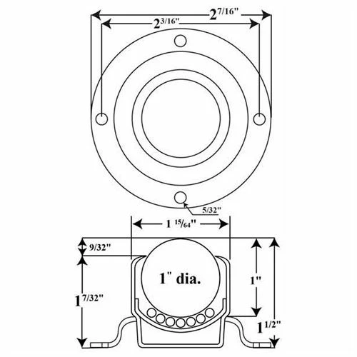 Ashland Conveyor Products Ashland Round Flange Ball Transfer 48771 - 1" Dia. Carbon Steel Ball - 135 Lb. 2 Ashland Conveyor Products Ashland Round Flange Ball Transfer 48771 - 1" Dia. Carbon Steel Ball - 135 Lb. - Image 2