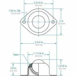 Hudson Bearings 1" Nylon Main Ball with Two Hole Flange Carbon Steel Housing NBT-1CS - 2"W -Cheap Conveyors Store BT 1 ORTHO 2