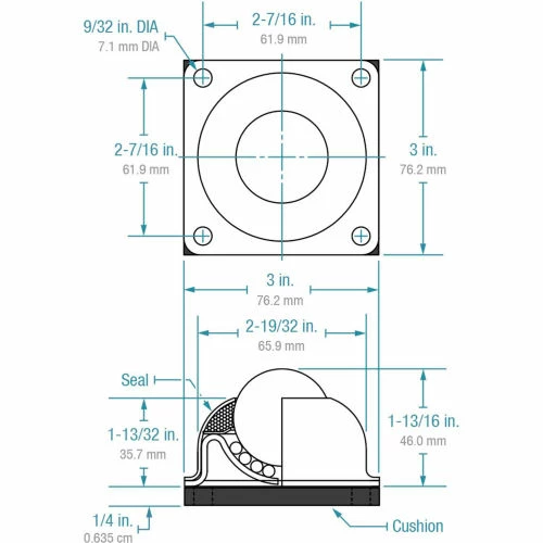 Hudson Bearings Hudson NCBT-1 1/2CS 1-1/2" Nylon Ball 4 Hole Flange Carbon Steel Housing Neoprene Cushion 4 Hudson Bearings Hudson NCBT-1 1/2CS 1-1/2" Nylon Ball 4 Hole Flange Carbon Steel Housing Neoprene Cushion - Image 4