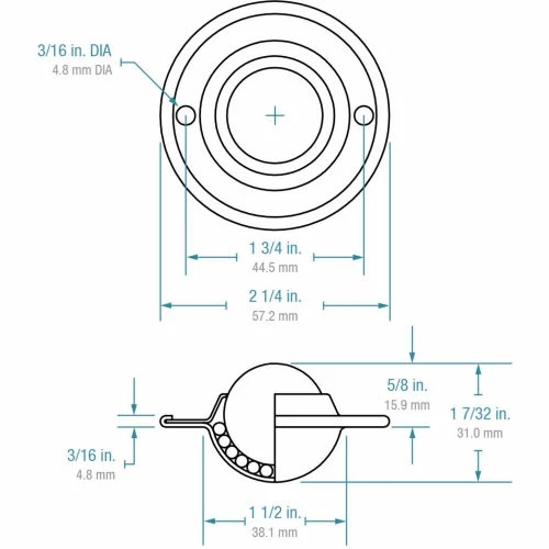 Hudson Bearings 1" Carbon Steel Low Profile Flying Saucer Ball Transfer FSBT-1CS 3 Hudson Bearings 1" Carbon Steel Low Profile Flying Saucer Ball Transfer FSBT-1CS - Image 3
