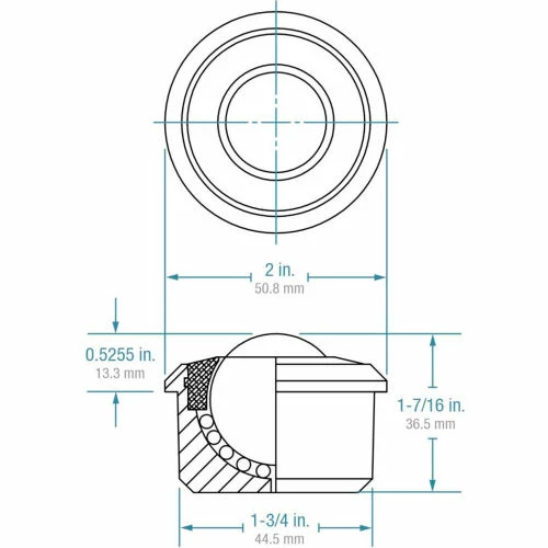 Hudson Bearings Hudson Bearing Heavy Duty 1-3/16 Carbon Steel with Plastic Cover Drop-In Ball Transfer HDBT-1 3/16CS 3 Hudson Bearings Hudson Bearing Heavy Duty 1-3/16 Carbon Steel with Plastic Cover Drop-In Ball Transfer HDBT-1 3/16CS - Image 3