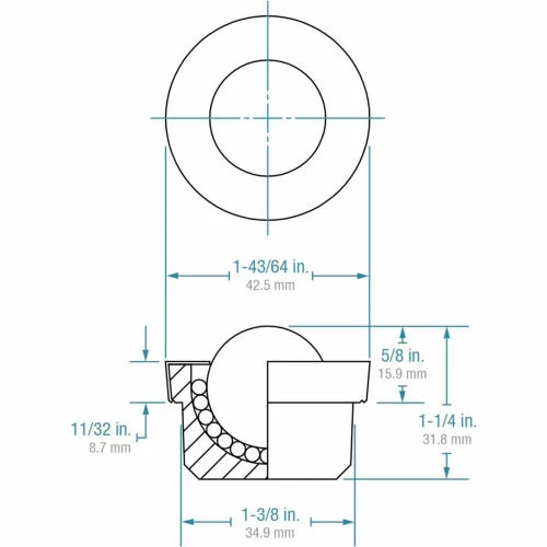 Hudson Bearings 1" Stainless Steel Ball with Steel Housing Drop-In Ball Transfer MBT-1CS/SS 3 Hudson Bearings 1" Stainless Steel Ball with Steel Housing Drop-In Ball Transfer MBT-1CS/SS - Image 3