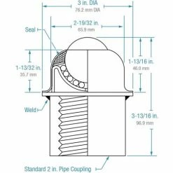 Hudson Bearings Hudson 1-1/2" Stainless Steel Ball in Steel Housing Welded to 2" Pipe Coupling PBT-1 1/2 CS/SS -Cheap Conveyors Store PBT 1 1 2 ORTHO