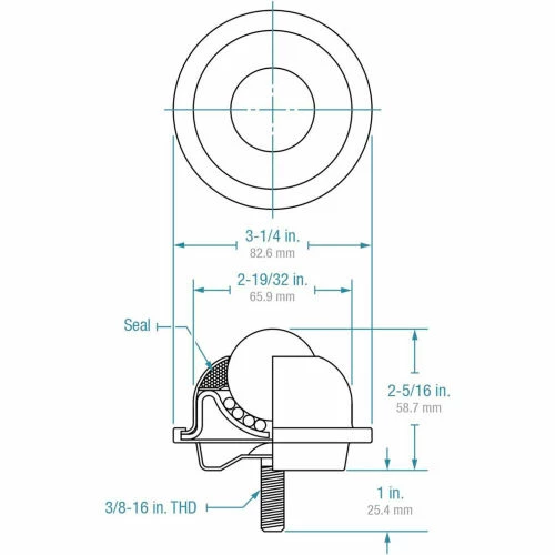 Hudson Bearings Hudson SBT-1 1/2CS/SS 1-1/2" Stainless Steel Ball 3/8" Stud in Steel Housing Hardened & Plated 3 Hudson Bearings Hudson SBT-1 1/2CS/SS 1-1/2" Stainless Steel Ball 3/8" Stud in Steel Housing Hardened & Plated - Image 3