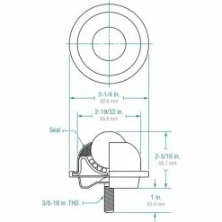 Hudson Bearings 1-1/2" Carbon Steel Main Ball 3/8" Stud in Carbon Steel Housing SBT-1 1/2CS -Cheap Conveyors Store SBT 1 1 2 ORTHO