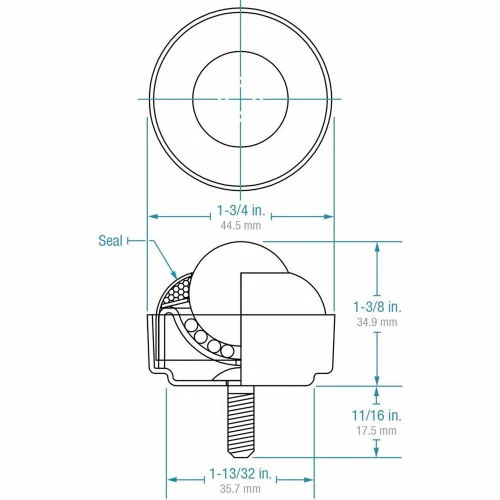 Hudson Bearings 1" Carbon Steel Main Ball 5/16" Stud in Carbon Steel Housing SBT-1CS 5/16 - 1-3/4"W 3 Hudson Bearings 1" Carbon Steel Main Ball 5/16" Stud in Carbon Steel Housing SBT-1CS 5/16 - 1-3/4"W - Image 3