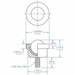 Hudson Bearings 1" Stainless Steel Main Ball with 5/16" Stud in Carbon Steel Housing SMBT-1CS/SS -Cheap Conveyors Store SMBT 1 ORTHO 1